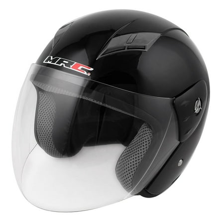 3/4 Shield Sponge Ear Pad Motorcycle Safety Helmet Head Protector w Scoop Visor Black - Walmart.com