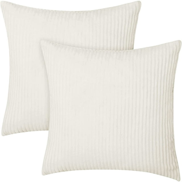 Hweilai Ensemble de Housse de Coussin en Velours Côtelé 2 Pièces