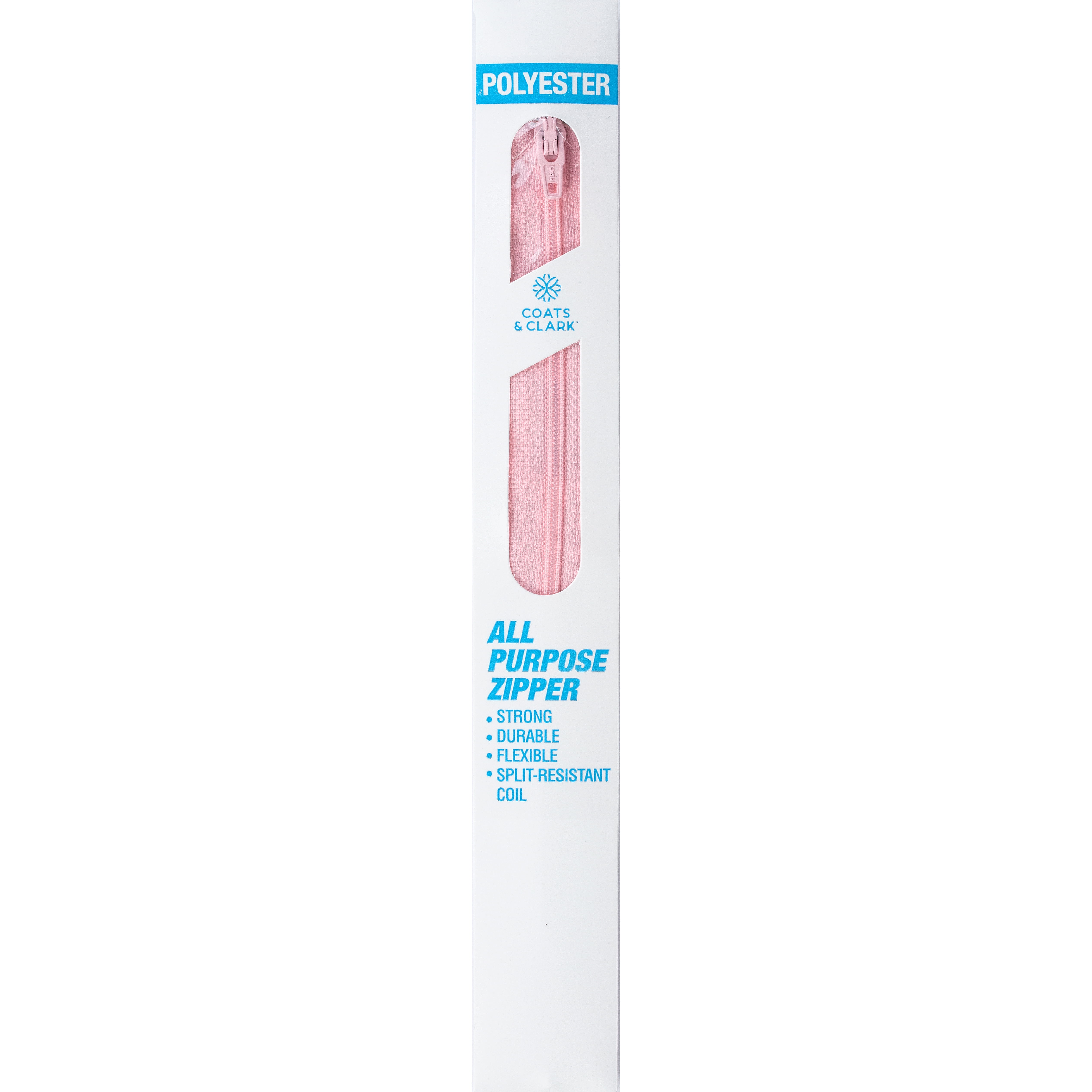 Coats & Clark Polyester 22" All Purpose Light Pink Sewing Zipper, 1 Each