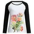 thumbnail image 4 of Pompotops Mode Femmes Printemps Automne Patchwork Imprimé Manches Longues Col Rond Tee-Shirt Décontracté, 4 of 6