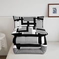 thumbnail image 5 of Homewish Geometric Plaid Full Size Comforter Sets,Mid Century Artwork Bedding Comforter Set,Black Gray,Black Reversible,3 Pieces,1 Comforter and 2 Pillowcases, 5 of 7