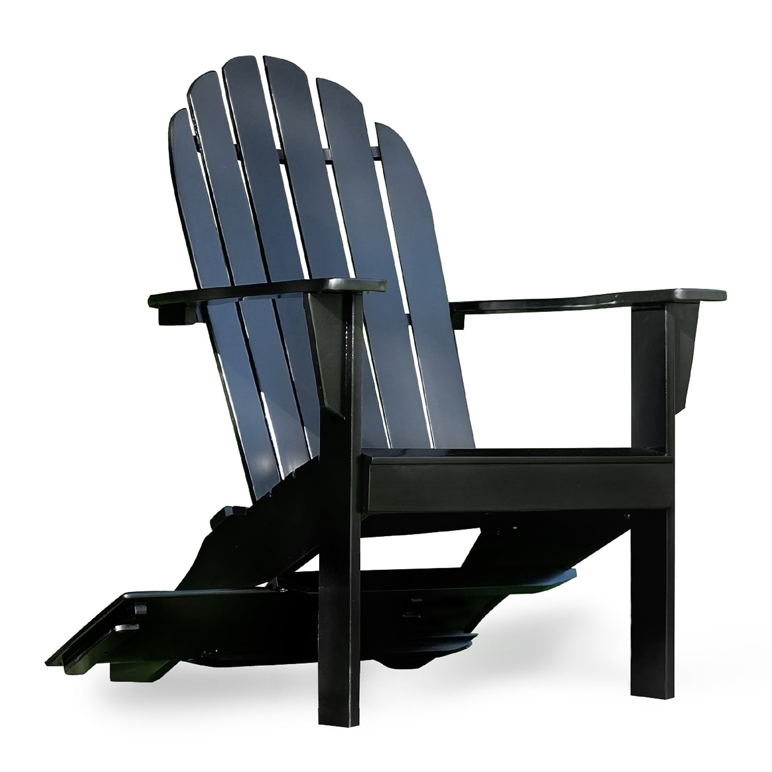 Alston Mahogany Wood Outdoor Adirondack Chair, Free Tray Table, Black