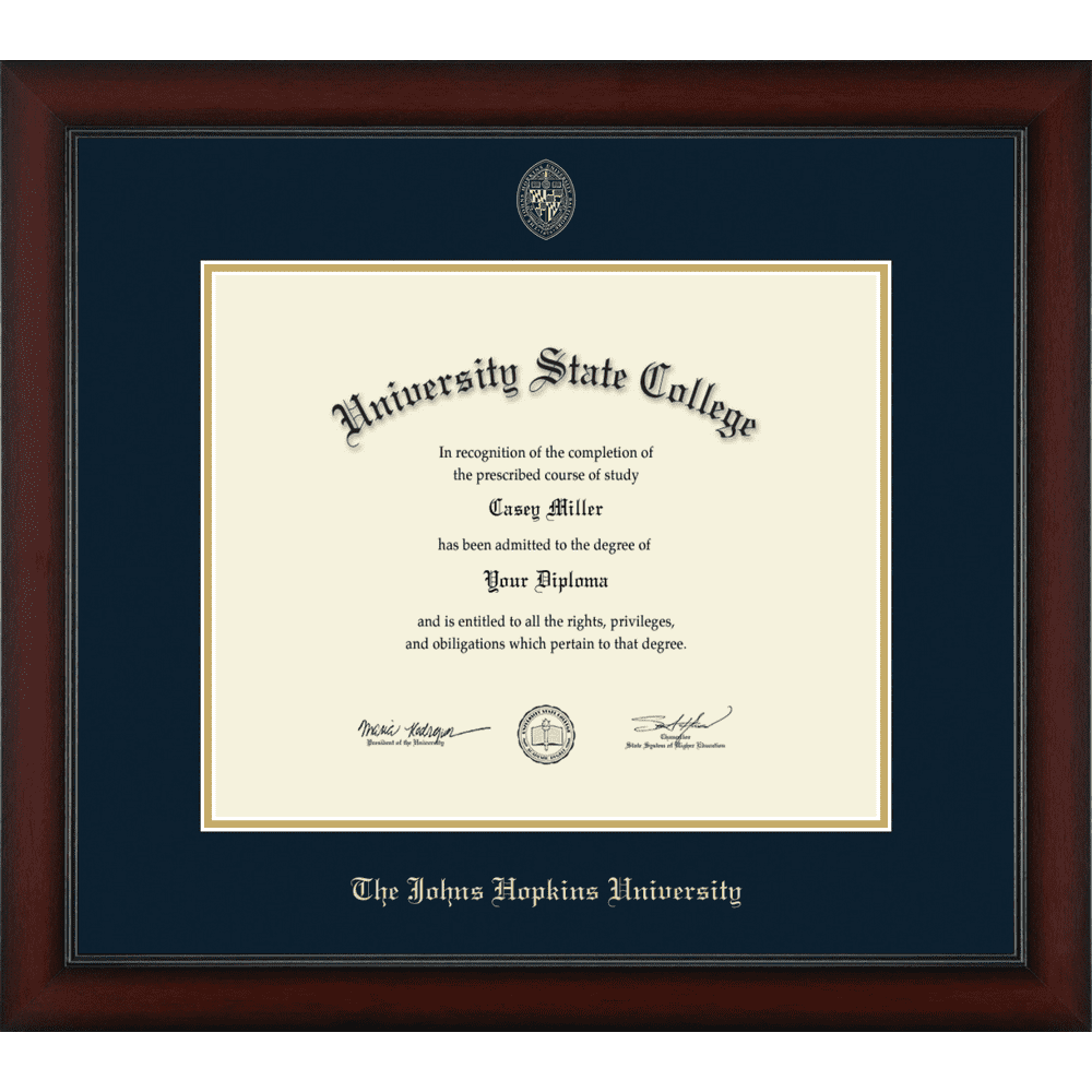 Johns Hopkins University Officially Licensed Gold Embossed Diploma