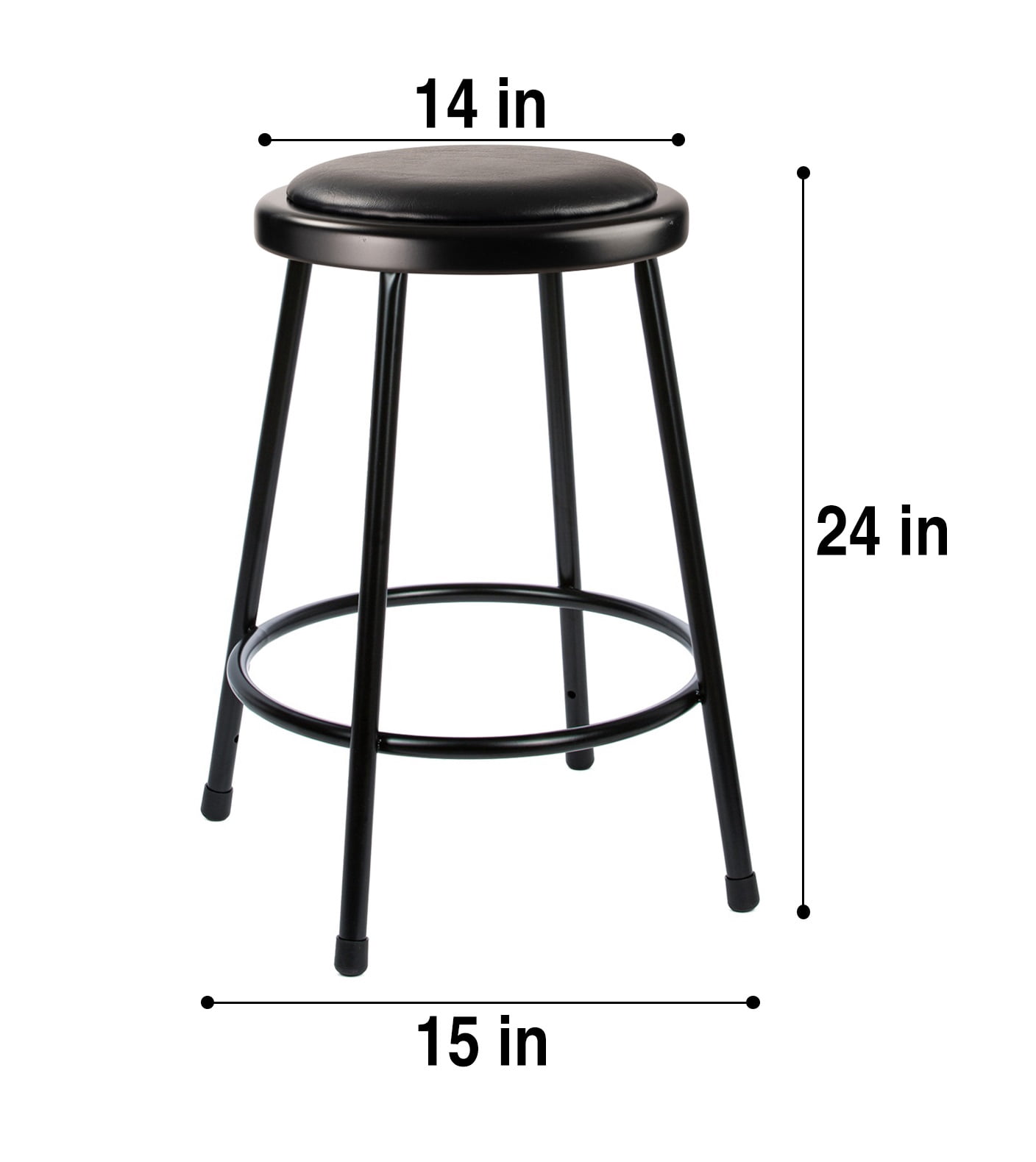 Hampden Furnishings Otto Collection 24" Padded Science Stool, Black, Pack of 2