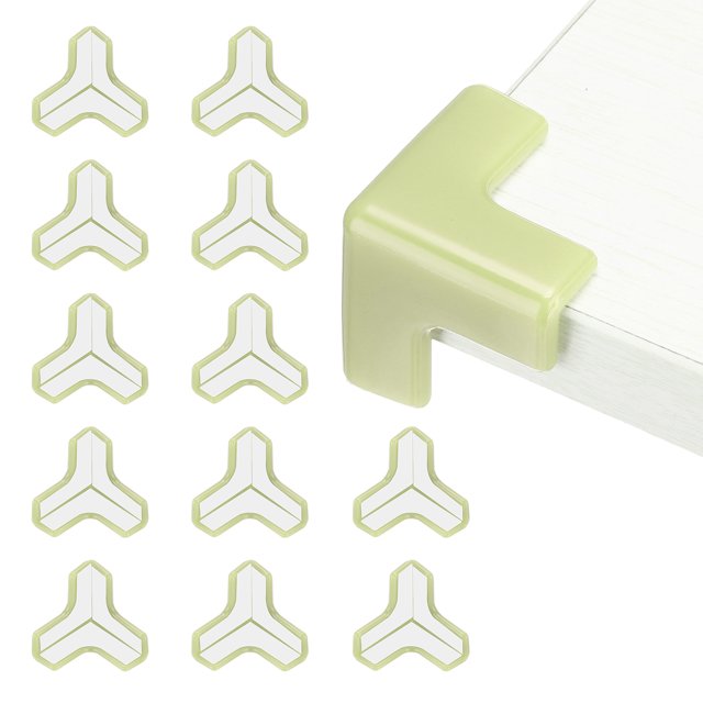 Uxcell Protecteurs d'Angle 12 Pcs Protecteurs d'Angle de Table Garde d'Angle de Meuble et Pare-Chocs de Bords (en T, Vert)