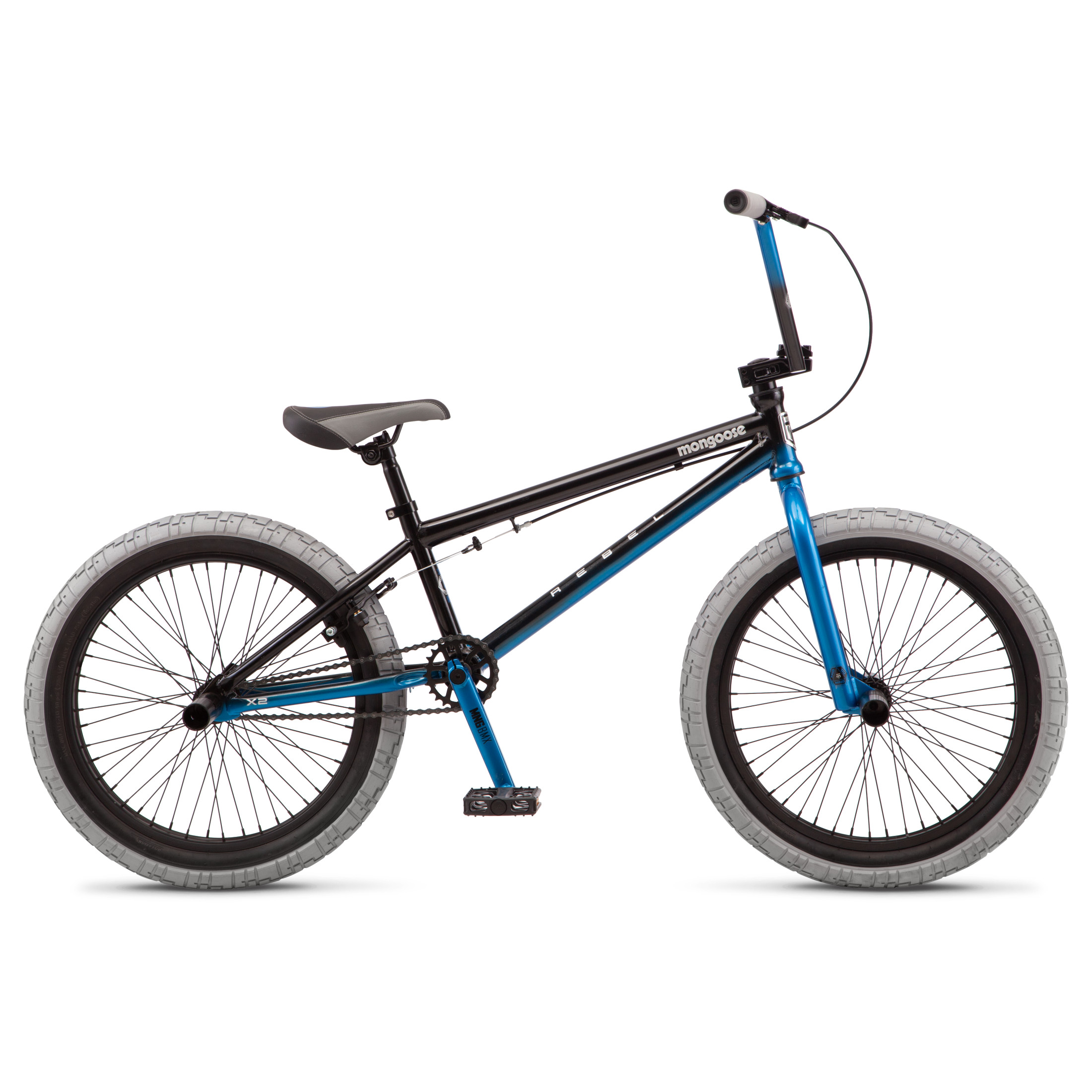 Mongoose Rebel X2 Kids BMX Bike, 20-in. Wheels, Children Ages 6+, Black & Blue
