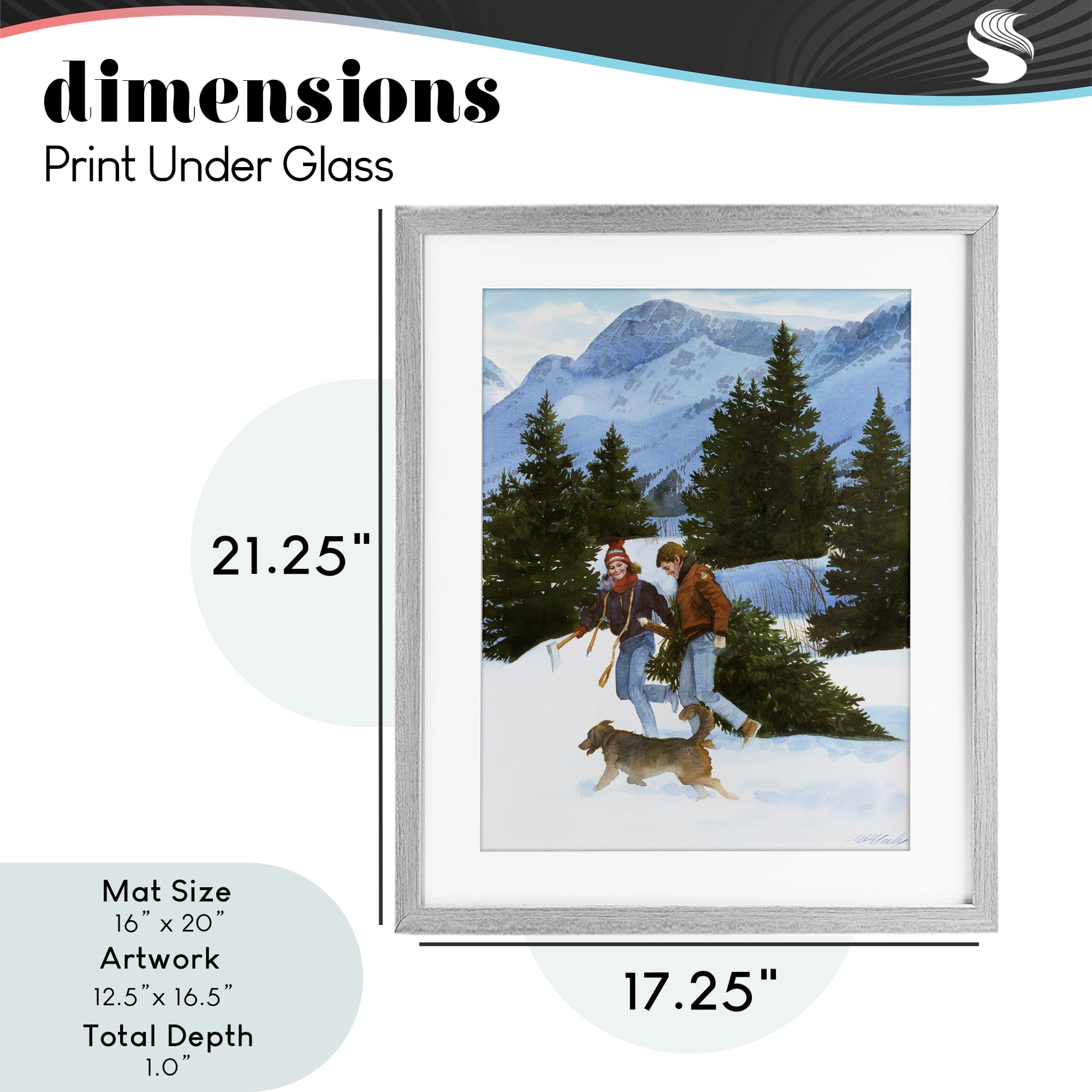 Couple Bringing Home Tree Gray Framed Print Under Glass, design by Wind River Studios