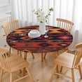 thumbnail image 3 of Stylish Boho Floral Round Tablecloth, Stretch Fit for 52-56 Inch Tables, Ideal for Kitchen and Patio Setting, 3 of 7