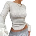 thumbnail image 1 of Y2K Mujeres Camiseta Delgada Sólido Doblar Tops Moda Suave Ropa Femenina (Blanco S) FLhrweasw  Para estrenar, 1 of 2