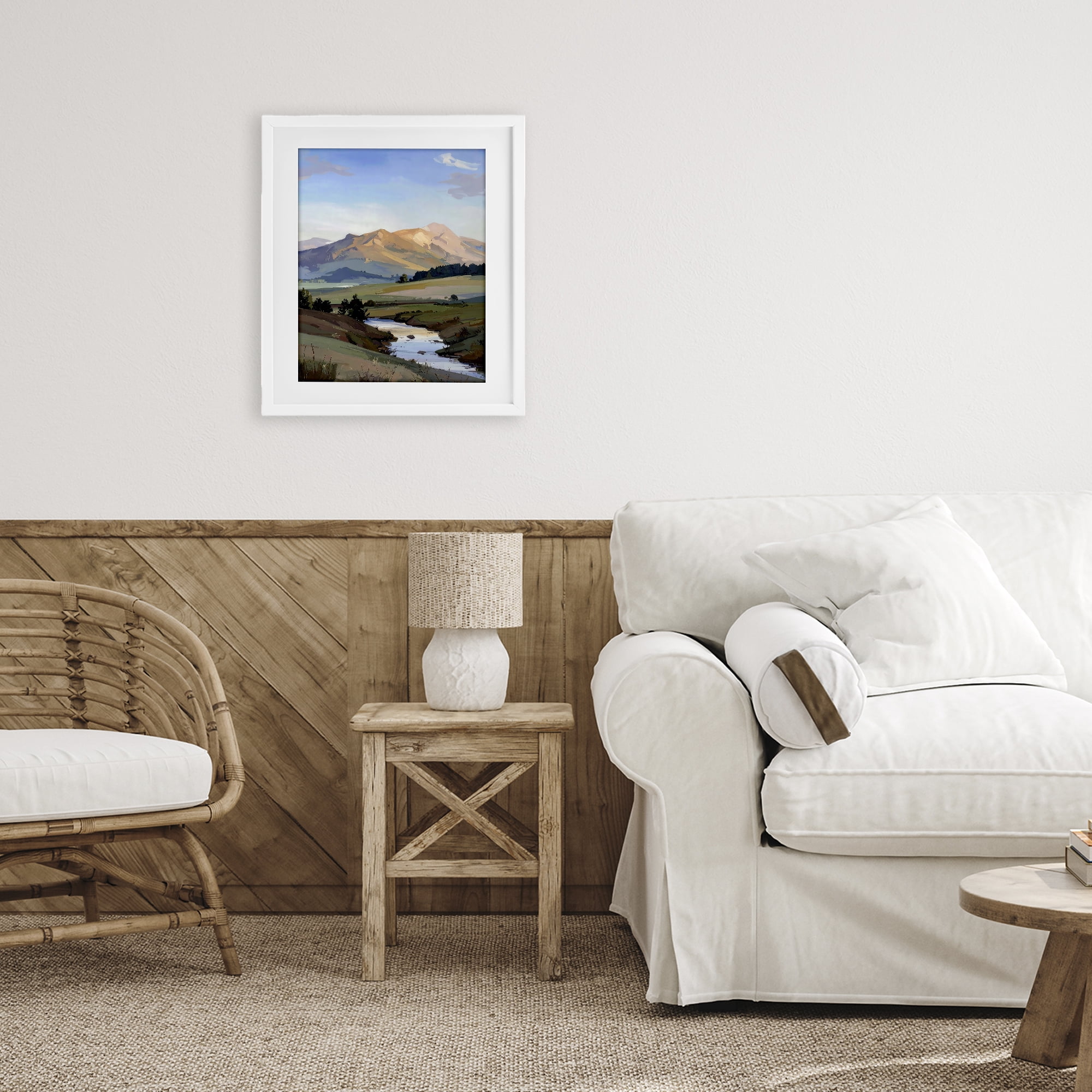 Stupell Industries Across The Valley River White Framed Print Under Glass, design by Alonza Saunders