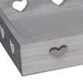 thumbnail image 3 of Benjara Farmhouse Style Rectangular Tray with Heart Shape Cutouts, Whitewashed, 3 of 3