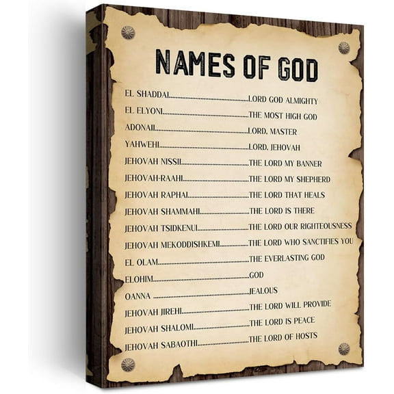 Christian Religious Canvas Wall Art,Names of God Canvas Poster Print Wall Decor,Christian Religious Faith Wall Art Decor,Scripture Home Office Bedroom Decoration W623