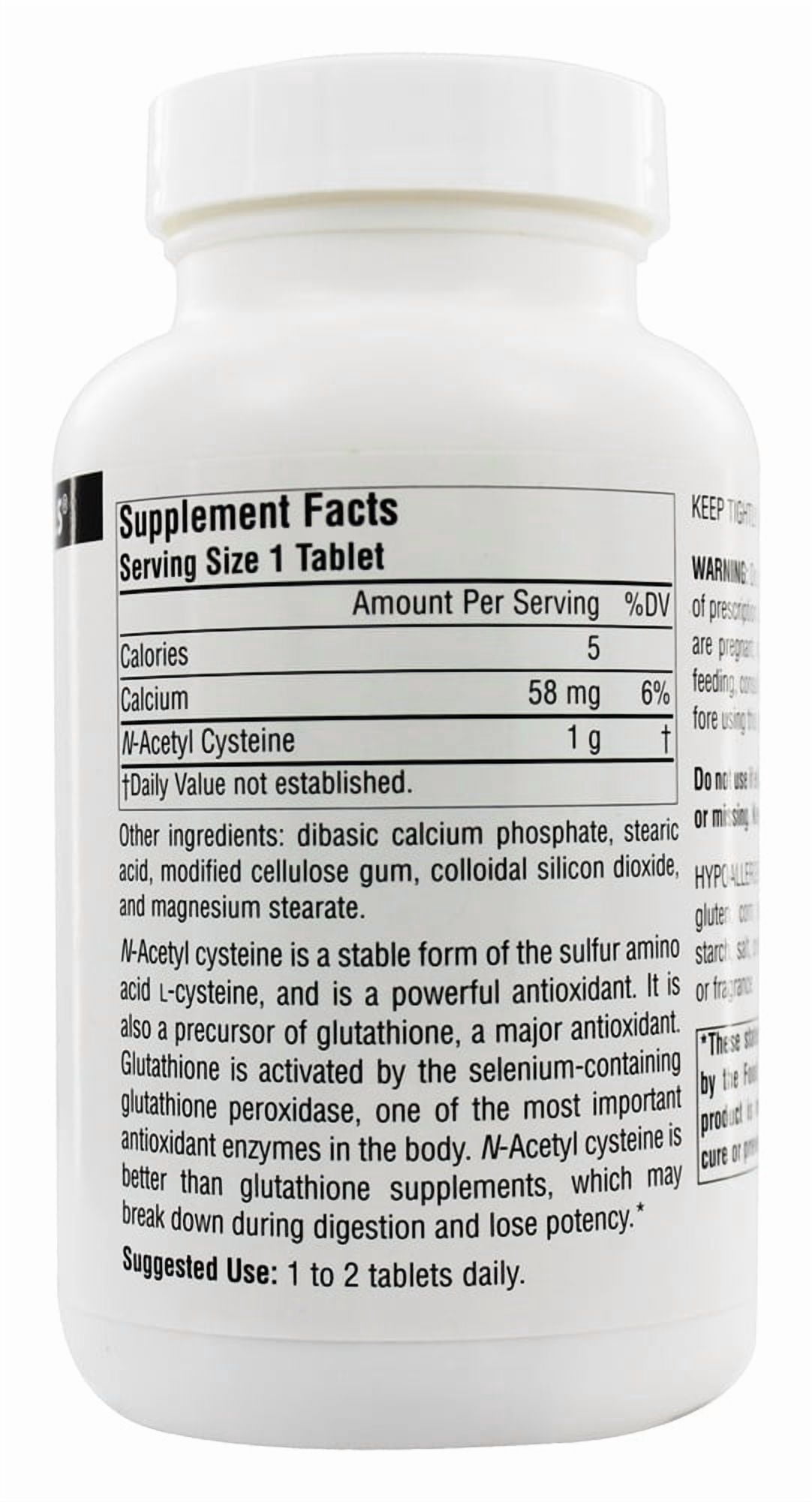 Source Naturals N-Acetyl Cysteine, Antioxidant Support*-  1,000 mg 120 Tabs