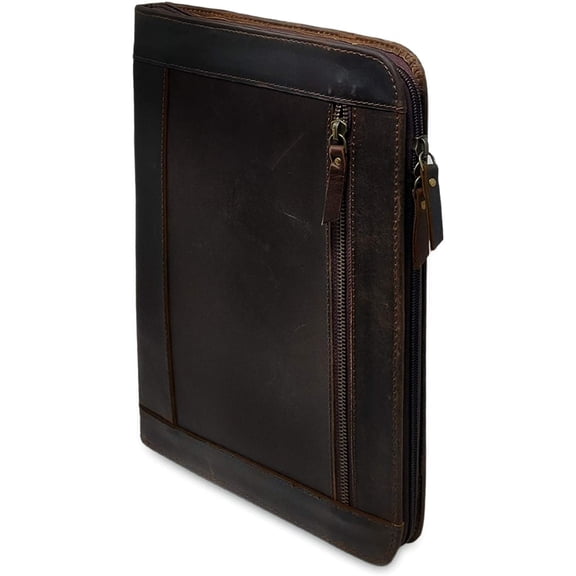 Jaald Leather Business Portfolio Brown Document Holder Executive Organizer Padfolio Sleeve iPad Storage Case Graduation Gift Men Women