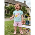 thumbnail image 6 of RUINIXCW Toddler Baby Girl Back to School Outfits Kids Girls Kindergarten Summer Clothes First Day of School Outfit Bow Bus Embroidery Short Sleeve T Shirt Tops and Striped Shorts Set, 6 of 9