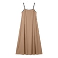 thumbnail image 4 of Women Holiday Dresses Ndbuld Ladies' Casual And Fashionable Solid Color Sleeveless Camisole Dress Khaki S, 4 of 6