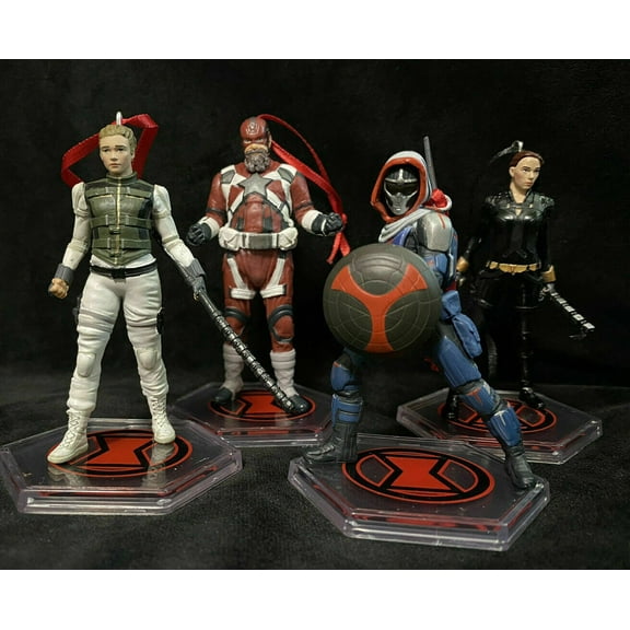 Black Widow Taskmaster Red Guardian Yelena 4pc Ornament Set Disney Marvel PVC