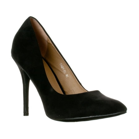 Leather Stiletto High Heel - Riverberry Women's Gaby Pointed Closed Toe Stiletto Pump Heels