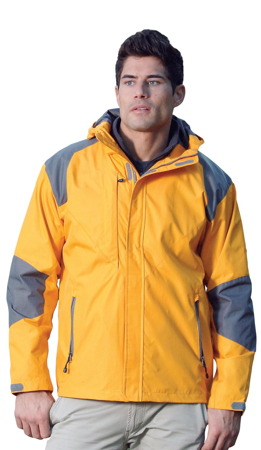 Tri-Mountain Slalom 9200 Hooded Nylon Woven Jacket, X-Large, Mango/Gray ...