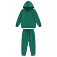 thumbnail image 5 of Sxiwei Boys Girls Athletic Sweatsuits 2Pcs Jogger Outfits Set Kids Clothes Set Pullover Tracksuit Dark Green 140, 5 of 9