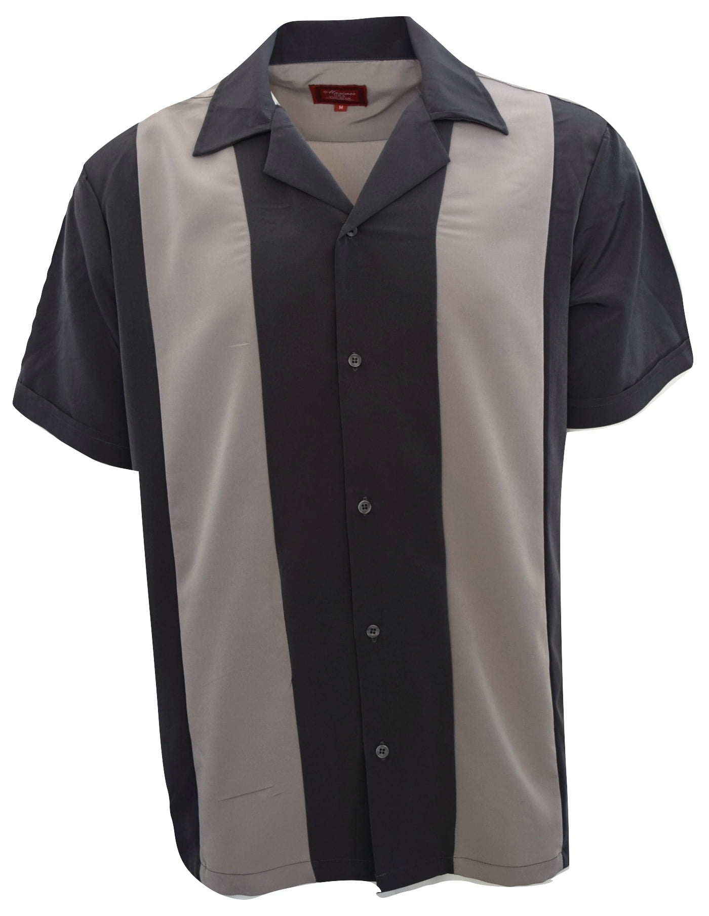Men's Shirt Two Tone Short Sleeve Button Down Casual Retro Bowling