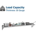 thumbnail image 3 of Stainless Steel Wall Shelf, 12'' x 48'', [NSF Certified] 280 lbs Load Heavy Duty Commercial Wall Mount Shelving, Metal Kitchen Rack for Restaurant, Home, Kitchen, Hotel, Laundry Room, Bar, 3 of 7