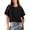 Black, variant on Vivianyo HD Casual Women's Summer Short Sleeve T-Shirt Women's Solid Round Neck Short Exposed Navel Top With Back Design And Pockets Loose Fitting T-shirt Short Sleeved Round Neck Top/shirt