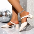 thumbnail image 5 of Miluxas Pumps for Women Pointed Toe Chunky Heels Comfortable Block Heel Plus Size Work Dress Pump Shoes White 6(37), 5 of 7