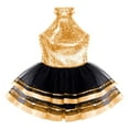 thumbnail image 4 of DPOIS Kid Girls Sparkling Sequins Lyrical Ballet Dance Leotard Tutu Dress Champagne 12, 4 of 6