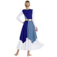 thumbnail image 2 of Doomiva Liturgical Dance Dresses for Women Color Block Praise Dance Dress Asymmetrical Worship Tunic Blue&Light Blue L, 2 of 7