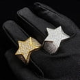 thumbnail image 4 of 14K Gold Hip-Hop Ring with Moissanite Five-Pointed Star, Statement Ring for Stylish Men, 4 of 6