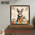 thumbnail image 2 of 2D Flat - 1pc Classic Easter Bunny Holding Carrot WoodFramed Sign, 2D Flat, Vintage Style, 8x8inch, for Easter Celebration, Springtime, Wall Decoration, Multipurpose Use, 2D Flat, 2 of 9