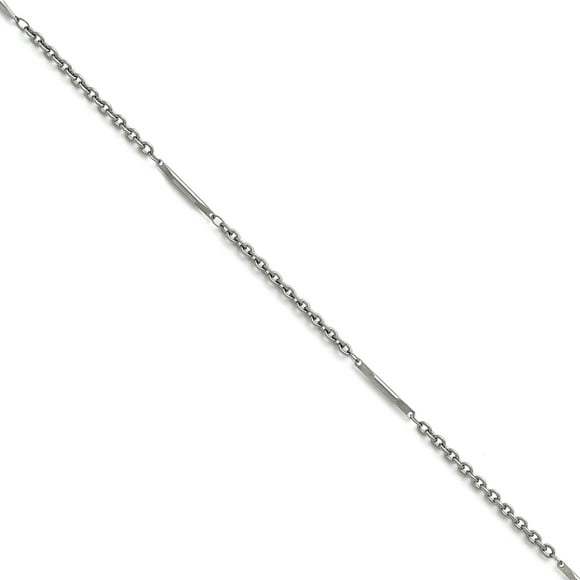 Stainless Steel Polished Fancy Link Necklace 24 Inch