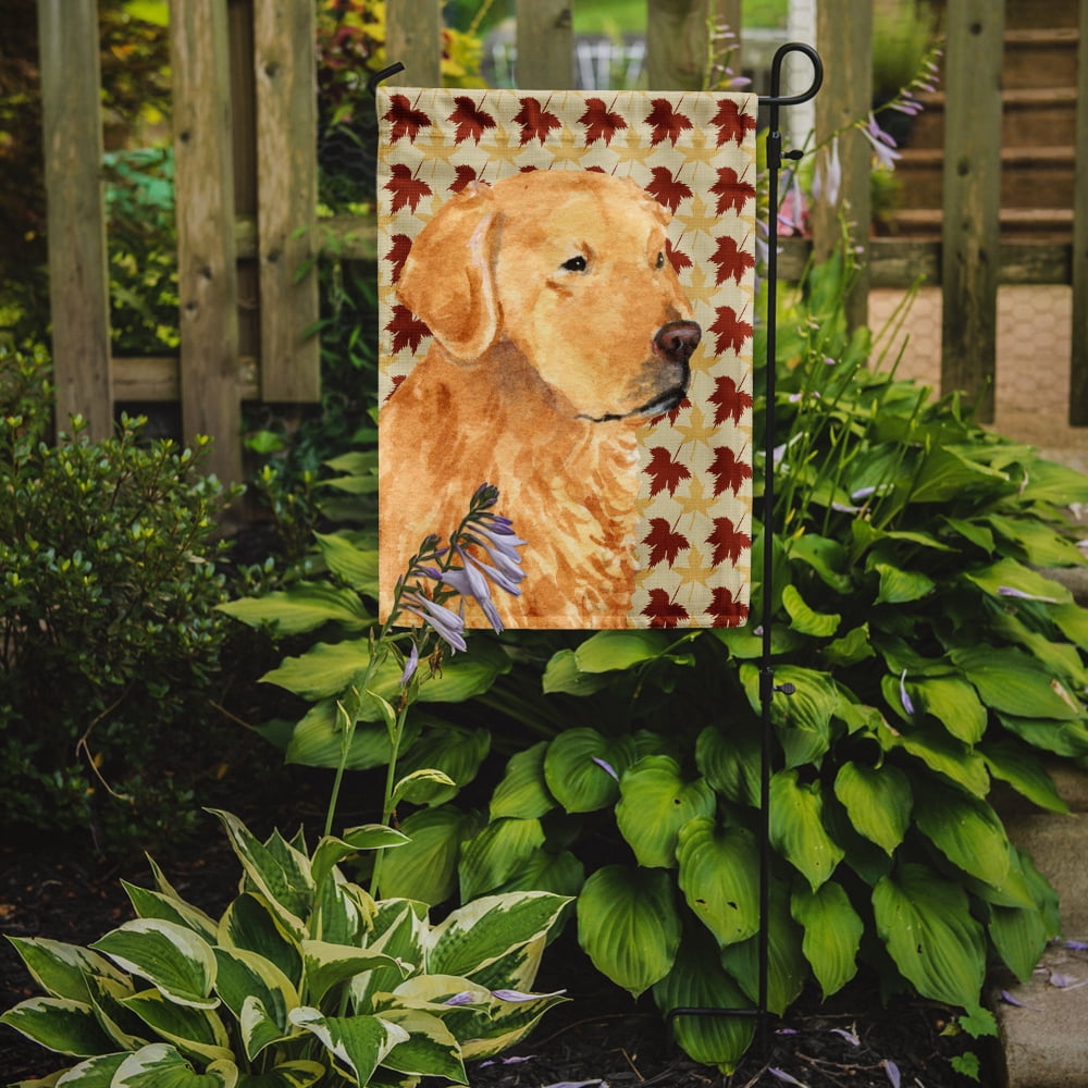 Golden Retriever Fall Leaves Portrait Garden Flag