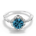 thumbnail image 3 of Gem Stone King 2.19 Cttw London Blue Topaz and Moissanite Solitaire Engagement Ring for Women | 925 Sterling Silver | Cushion Cut 7MM | Gemstone Birthstone | Available in Size 5, 6, 7, 8, 9, 3 of 5