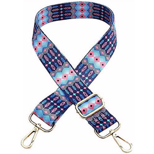 Nvzi Correa de bolso de mano de longitud ajustable Correa de repuesto de lona multicolor estilo guitarra Correa cruzada