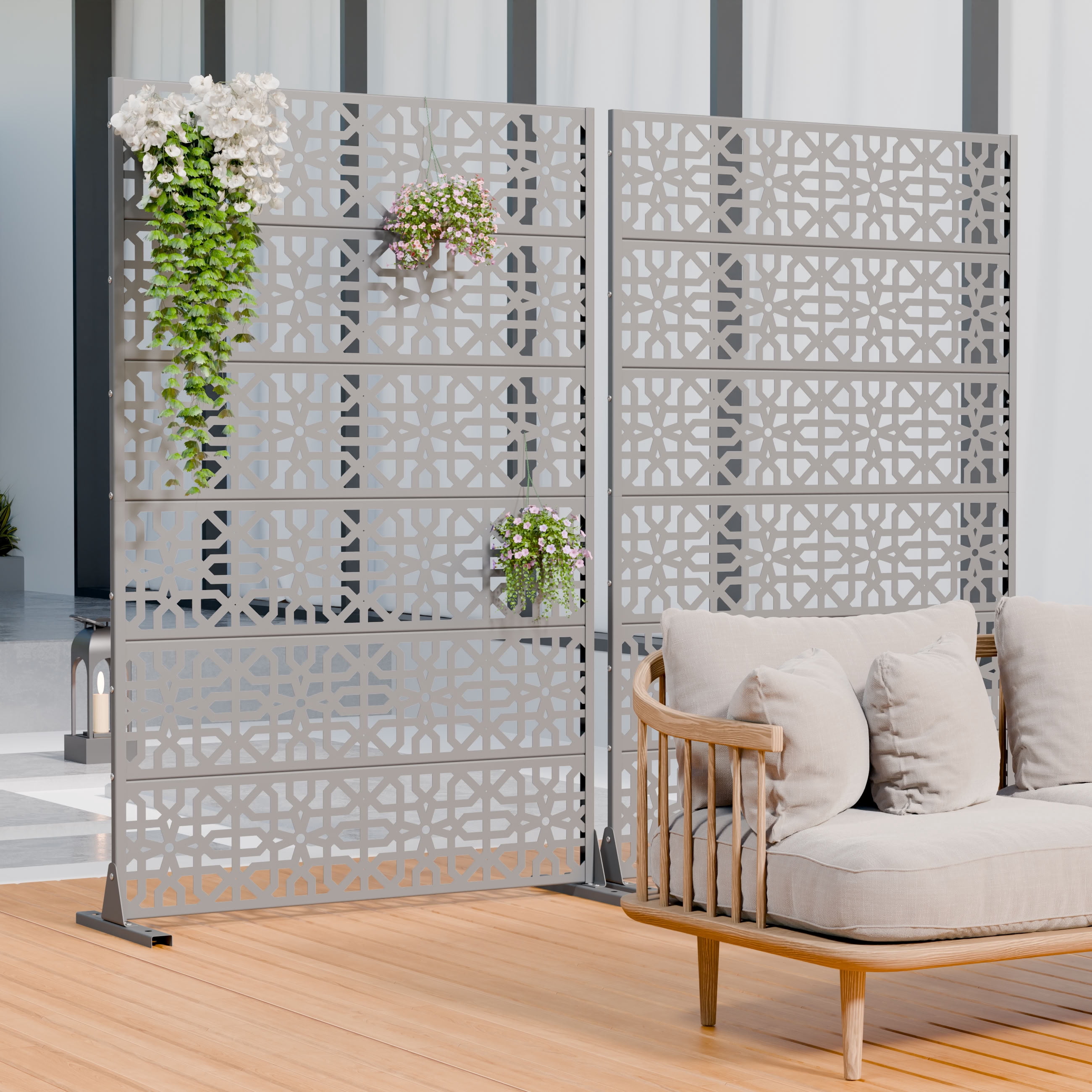 MAYEERTY 72*47in Outdoor Privacy Screen, Commercial Grade Metal Privacy Panel, Privacy Divider for Patio, Balcony, Garden