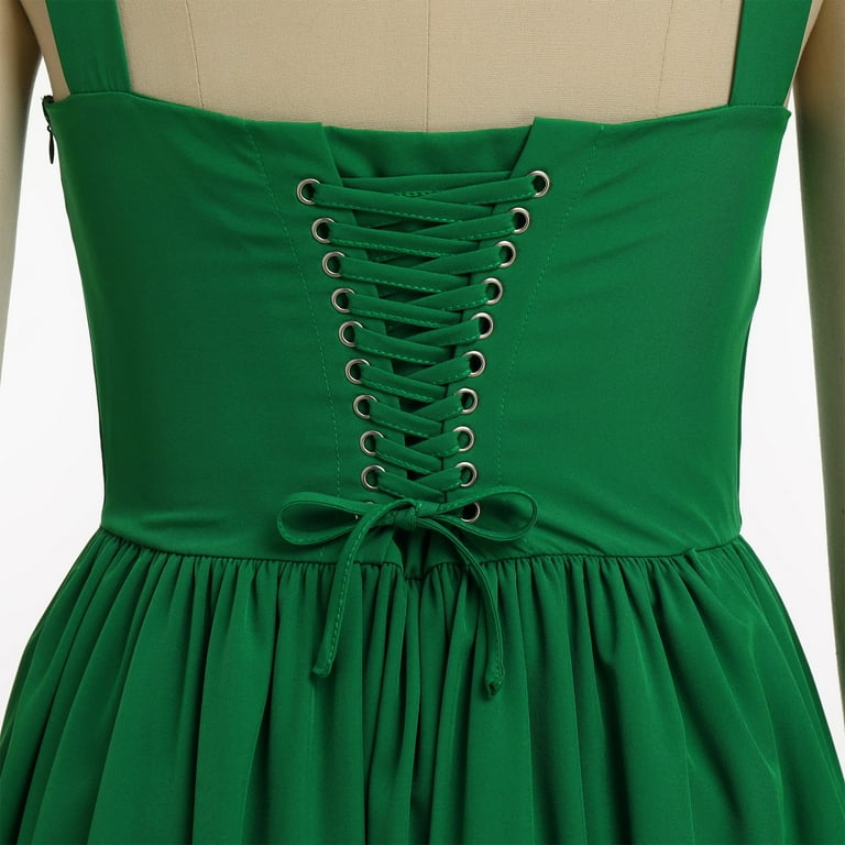 IDOPIP Corset Dresses for Women Spaghetti Strap Flare Summer Midi Dress  Lace Lace Bustier Sundress - Walmart.com