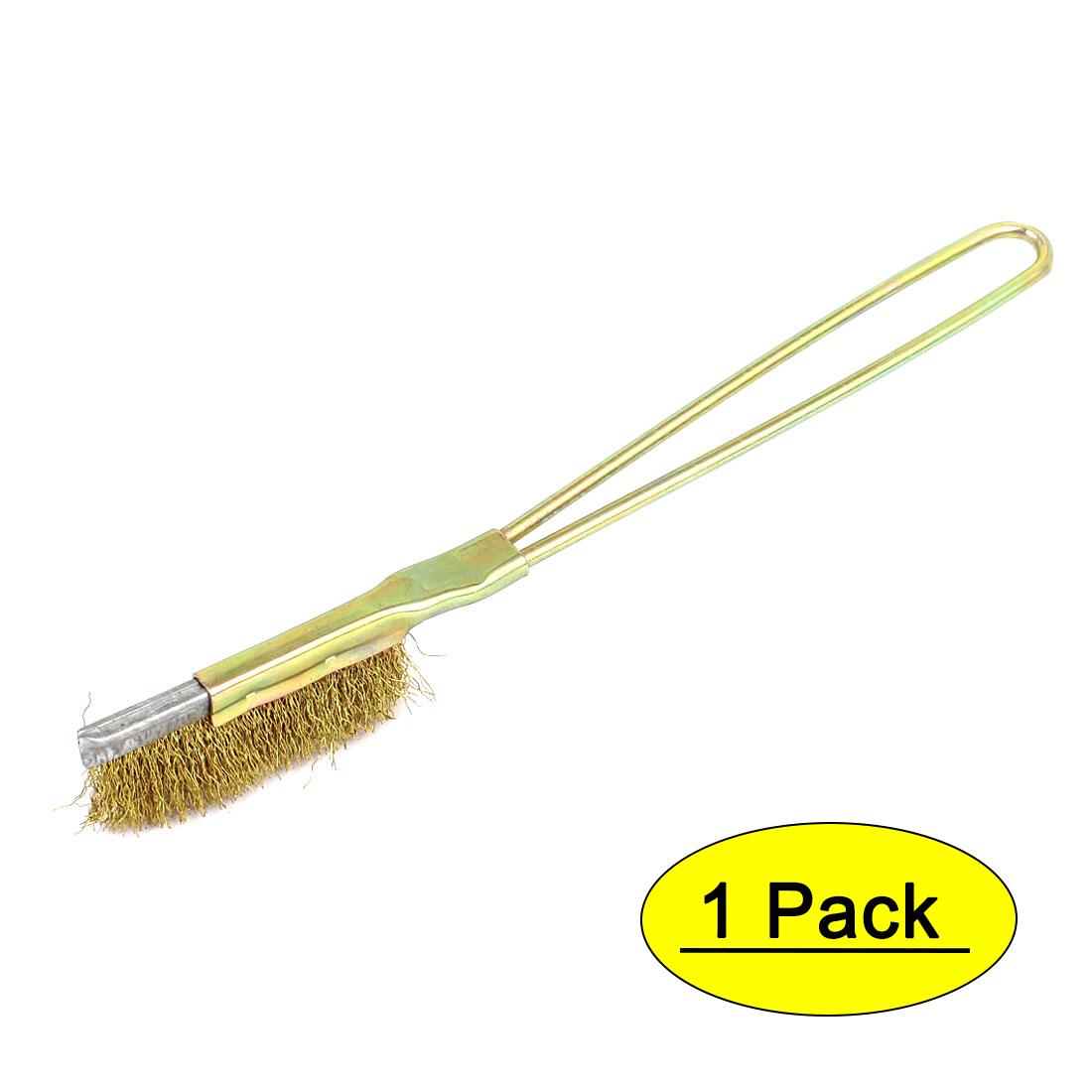 21cm Long Handheld Metal Handle Brass Wire Cleaning Brush Gold Tone