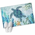 thumbnail image 2 of Summer Teal Washable Small Entryway Area Rugs 2'x3', Sea Turtle Seaweed Nautical Marine Life Blue Low Pile Throw Rug Non-Slip Sturdy Edge Binding Carpet for Front Door Floor Room Entry, 2 of 9