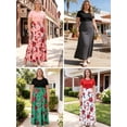thumbnail image 5 of Sexy Dance Women Summer Autumn FloralPrint Boho Skirt Dress Short Sleeve Party Bodycon Long Maxi Dress Beach Sundress, 5 of 10