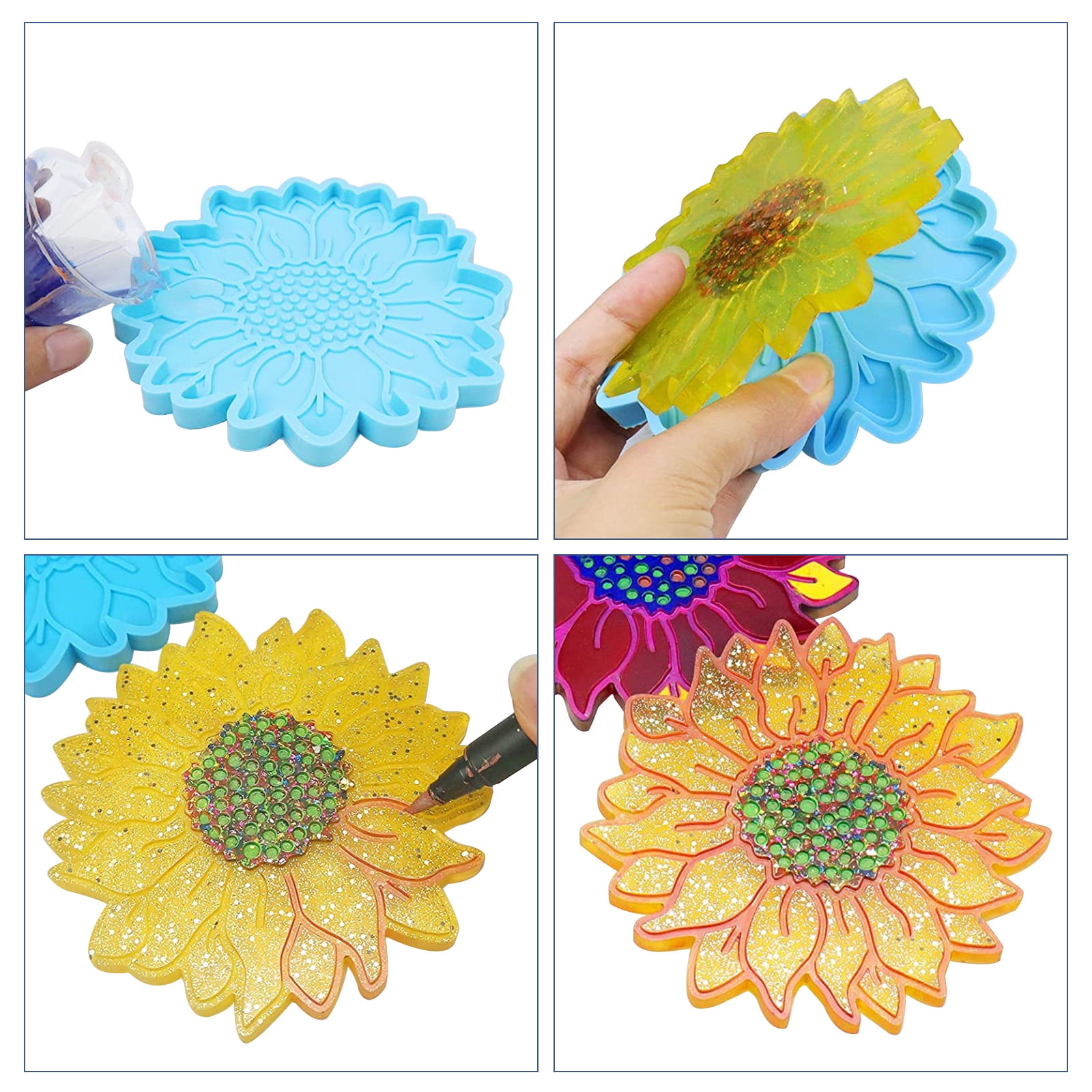 LET'S RESIN Straw Topper Resin Molds 2PCS Silicone Molds for Resin, with  Circle, Sunflower, Butterfly Shape for Straws