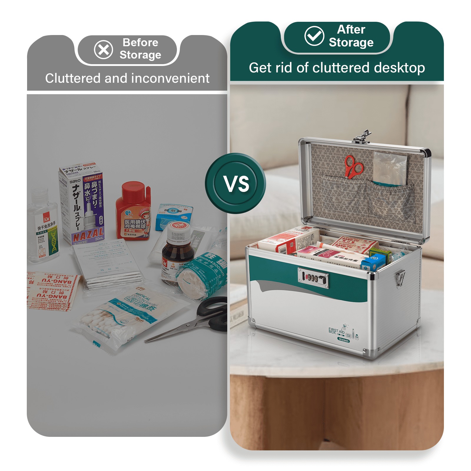 Glosen Aluminium Alloy 10in Medicine Storage Lock Box with Combination Lock S