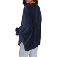 thumbnail image 4 of Sweats pour Femmes Col Rond Chute Légère Couleur Unie 2023 Mode Chaud Coupe Oversize Sweatshirts, 4 of 4