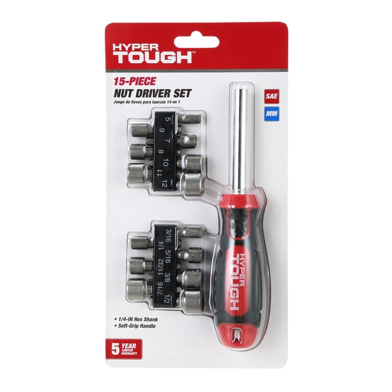Hyper Tough 15 Piece Alloy Steel Nut Driver Screwdriver Set