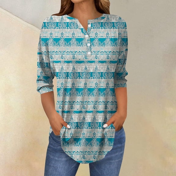LiMoi Summer Tops Trendy Beachy Women 3/4 Sleeve Tops and Blouses Oversized Tops for Women Short Sleeve Print Tops for Women Trendy my items ordered