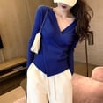 thumbnail image 1 of V Neck Women Sweaters Tops Striped Knitted Kawaii Cute Crochet Harajuku Pullover Ladies Sweater High Quality Clothes 2024 Trend, 1 of 5