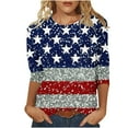 thumbnail image 2 of Cavosen Patriotic T Shirts for Women Petite Patriotic 3/4 Sleeve Crew Neck Tops USA Star Striped Print T Shirts Lady XL Independence Day Casual Tops 4th of July Tunic Tees 2025 Patriotic Clothes, 2 of 5
