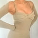 thumbnail image 4 of Women's Sexy Skinny Mini Dress Solid Color Spaghetti Straps Ribbed Knit Party Two-Piece Skirt L, 4 of 5