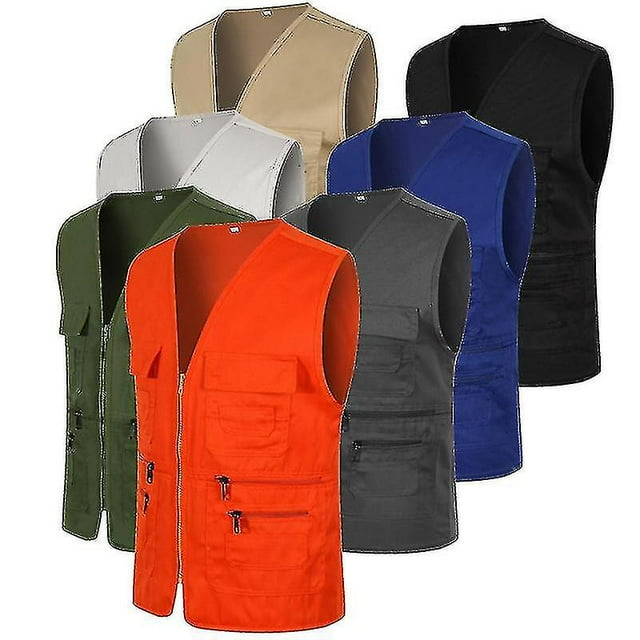 Gilet Utilitaire Multi-Poches Cargo pour Hommes Camping Pêche Randonnée Gilet Gilet Haut